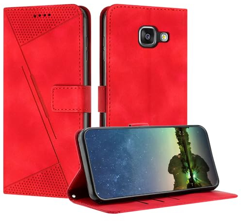 Mo-Beauty Handyhülle für Samsung Galaxy A510 / A5 2016, PU Leder Brieftasche Klapphülle Magnetic Standfunktion Kartenfach Schutzhülle hülle für Samsung A510/A5 2016 - Rot
