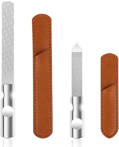 2 Uds Limas de Uñas de Acero Inoxidable, Doble Cara Limas de Uñas de Metal Reutilizables Lima de Manicura para Uñas Naturales para Hombres Mujeres Hogar Salón Viajes