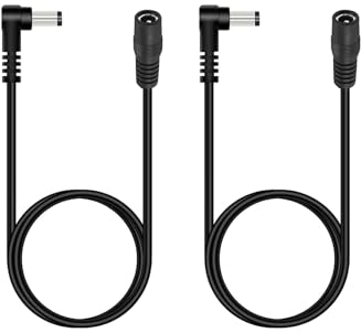Lonnky DC Verlängerungskabel 0,5 m 2er-Pack Schwarz: 12 V, 5,5 mm x 2,1 mm, 90° L-Form; Für TP-Link C520WS, TC60, Reolink RLC-810A, EZVIZ C3W, IMOU Bullet, Deco S1900, KSIPZE LED, ULTIMEA Soundbar