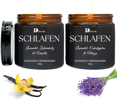 2er Duftkerze guter Schlaf| Schlaf set|Kerzen im glas|Kerze schlafen|Geschenkset frauen|Kerze zum verschenken|Geschenke Muttertag,Geburtstag,Valentinstag für frauen,Mama, freundin,Schwester geschent