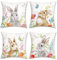 Bonhause 4er Set Kissenbezüge Blumen Hase 45 x 45 cm Grau Braun Kaninchen Dekorative Kissenhülle Zierkissenbezüge für Sofa Schlafzimmer Zuhause Garten Dekoration