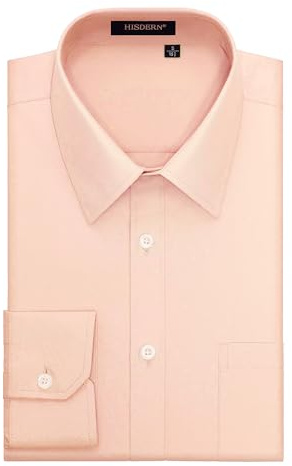 HISDERN Chemise Orange Homme Manches Longues Chemises Habillée Formelle Chemise Regular Fit Casual Chemises Shirt Orange Clair S