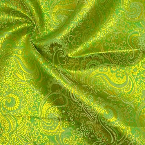 Stoff Kontor STOFFKONTOR Lurex Jacquard Gold Paisley - Öko-Tex Standard 100 - Meterware, Farbe Grün - zum Nähen von Bekleidung und Dekorationen