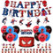 44Pcs Red Spi-man Birthday Decorations for Boys Home Red Blue Spi- Party Balloons,Happy Birthday Banner Bunting,Cake Toppers,Hanging Swirls for Kids Baby Shower Cartoon Theme Party Supplies