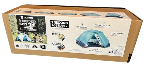 Decathlon Quechua, 2-Sekunden-Campingzelt, wasserdicht, Pop-Up-Zelt, 110 cm, 2 Personen, 4,4 kg (Maße des Schlafbereichs: 205 x 140 cm), Blau