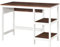 HOMCOM Computer-Schreibtisch, Multimedia, Maße: 110 x 48 x 76 cm, 2 seitliche Einlegeböden, MDF, E1, Eiche, Weiß