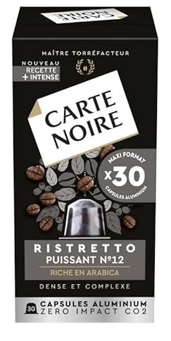 Capsules Ristretto Puissance N°12 Carte Noire x30 - Café Intense en Aluminium - 165g Luxueuse Dégustation Expresso - Marque Renommée - Profitez de l'Int - Le Lot De 3