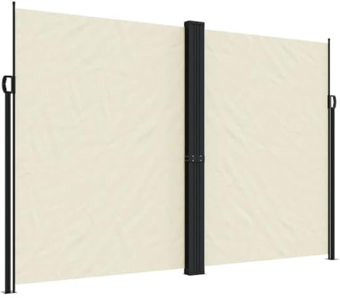 vidaXL Toldo Lateral Retráctil, Pantalla de Privacidad, Toldo Resistente al Agua Rayos UV, Toldo Lateral para Jardín Patio Balcón, Crema