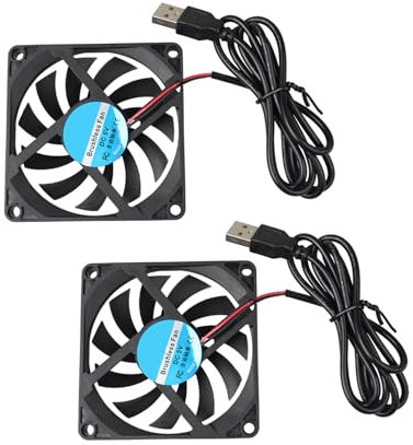 Jopto 2PCS Mini Brushless Silent 3D Printer Cooling DIY Fan 80x80x10mm 8010 DC 5V Fan With A USB Connector Compatible With 3D Printer PC CPU Radiators Computer Cases With 100cm 1m 39.37inch Cable