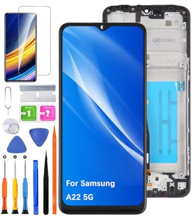 HLYGZX Pantalla de repuesto para Samsung Galaxy A22 5G, A226B, A226BR A226L, pantalla LCD, digitalizador táctil, kit de piezas de reparación (negro con marco)