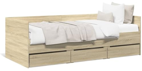 Juroupi Tagesbett mit Schubladen Daybed Bett Mit Schubladen Tagesbett Jugendbett Daybed Sonoma-Eiche 90x200 cm Holzwerkstoff - 3280820