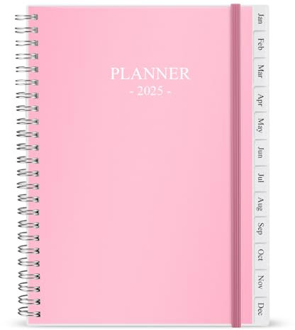 Planer 2025-2026 – Teacher Planer, Student Planer, Monatsplaner von July 2025 bis June 2026, 15,9 x 21cm, 12 monatliche Registerkarten, 14 Notizseiten, Kunststofftasche, mit Doppeldrahtbindung, Planer