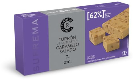 Castillo de Jijona - Torrone con Arachidi Caramellati al Sale 200g - Torrone Caramellato - Fusione di Sapori - Senza Glutine - Qualità Suprema - Ricetta Artigianale - Prodotto in Spagna (Jijona)