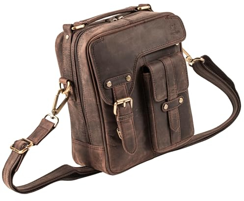 MATADOR Henkeltasche Herrentasche zum Umhängen | Reise Umhängetasche Herren Leder | Edle Herrenhandtasche Männerhandtasche Männertasche mit viel Stauraum | Herren Umhängetasche Leder Dunkel Braun