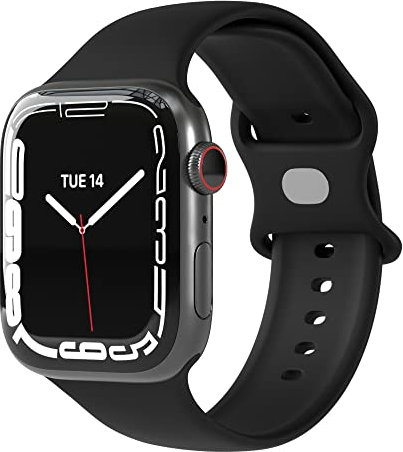 EAZY CASE Sport Armband kompatibel mit Apple Watch 38mm / 40mm / 41mm / 42mm Silikon Ersatzarmband Sport Loop Band für Apple Watch Serie 11 10 9 8 7 6 5 4 3 2 1 SE für Damen Herren Schwarz