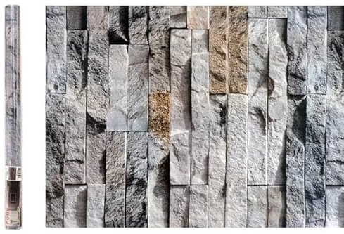 Friesenthal Selbstklebende Deko/Klebefolie für Möbel, Fenster und Türen 200x45 cm (Steinmauer dunkel)