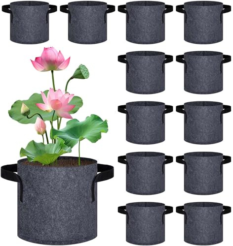 12 Pack Aquatic Plant Pots for Pond, Reusable Pond Plant Basket Grow Bags | 1 Gallon Breathable Fabric Aquatic Planter with Handles for Water Lily Aquatic Plants Bog Plant Lotus Flower