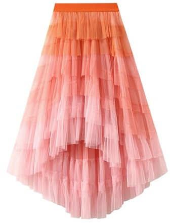 tüllrock grün 2023 Langer Maillard-Herbstrock für Damen, elegant, hohe Taille, Cocktailparty, Hochzeit, ausgestellte Midi-Röcke in A-Linie Decke Rock orange tüllrock Damen Glitzer 50er