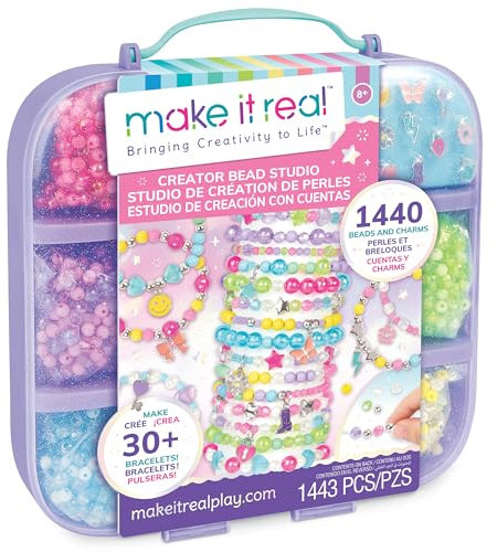 Make It Real: Creator Bead Studio, 1443-teiliges Armband-Set, Perlen und Perlen, Design und Herstellung von mehr als 30 Armbändern, Basteln, Tragetasche, Mädchen und Jungen