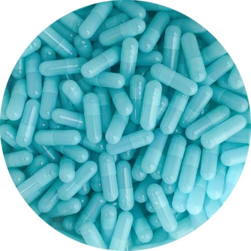 Pure Capsules® Lot de 1 000 capsules de gélatine vides pour auto-remplissage, taille 0, bleu clair, sans OGM, sans tio2, halal, casher, taille 0