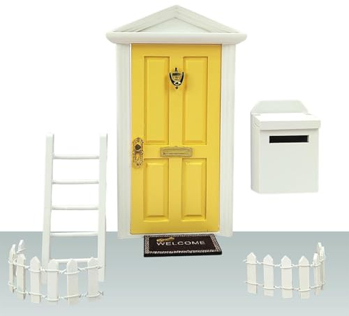 Miniatur-Feentür-Set | Feenhaus Tür-Set | 1:12 Walking aus Holz Puppenhaus Feentüren Kinderzimmer mit Erde, Fiktion, Briefkasten