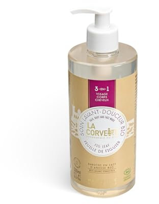 La Corvette - Savon Liquide 3-en-1 Visage Corps Cheveux - Feuille de Figuier - Bio COSMOS - 97,5% naturel - Lait d’Ânesse - 500ml