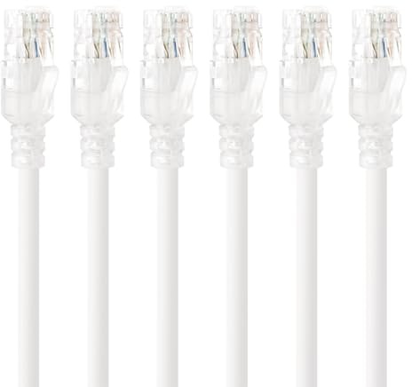 Tecmojo Ethernet Patch Cable 1M, 6 Pack, CAT6A UTP 10Gigabit Network LAN Pure Copper 24AWG LSZH RJ45 Snag-Free Patch Cord White
