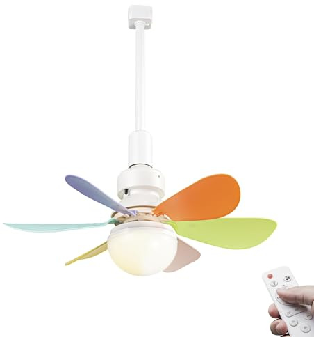 FSLiving Leiser Tischventilator für Schienensysteem mit Fernbedienung, 50 cm Durchmesser, Bunt Ventilator leise für Zuhause im Schlafzimmer -Geräuscharmer Deckenventilator 1 Packung - YKFSD
