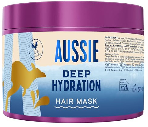 Aussie Maske für sehr trockenes Haar, vegan, 500 ml | Befeuchtet und nährt dehydriertes und sprödes Haar mit Jojoba, Avocado und Macadamia