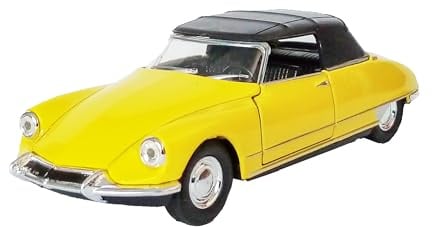 Citroen DS19 Cabriolet Modellauto 12cm aus Metall mit Rückzugmotor Modell Auto Spielzeugauto Spielzeug Geschenk 4-Varianten Welly 16 (Gelb zu)