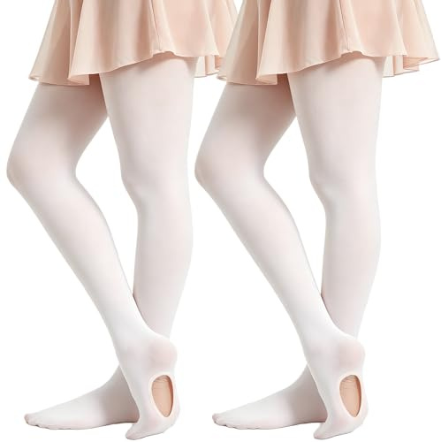 DUCMODA Ballettstrumpfhose für Mädchen | Konvertierbare Kinder-Strumpfhose mit Loch & Ohne Fuß | Weiche Elastische Tanzstrumpfhose