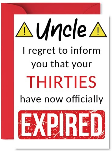 Funny 40th Birthday Cards for Uncle, Your Thirties Have Expired | Happy Birthday Card for Uncle from Nephew Niece, A5 Banter Joke Humour Bday Greeting Cards Gift