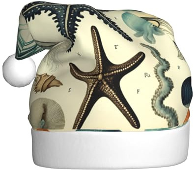 YBGHDAA Weihnachtsmütze für Erwachsene, Plüsch, mit Quallen-Motiv, mit weißem Bommel, jährliche Zeremonien, Kappen für Bühnenauftritte