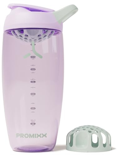 Promixx Pursuit Shaker Protéiné – 760ml Mélangeur Silencieux Snap-Fit pour Shakes Sans Grumeaux – Étanche Sans BPA Ecozen avec Graduations pour Fitness – Lilas