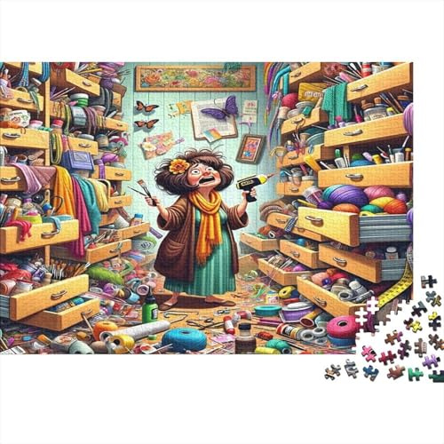 Secondhand Shop Cartoon Grandma 1000 Piece Jigsaw Puzzle Paper Jigsaw Puzzle for Adults Stress Relief Gift for Family 70x50cm/1000pcs