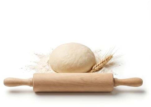 Nudelholz aus Holz mit stabilem komfortablem Griff 38 x 6 cm | 38 x 6 cm, Massivholz unlackiert, Gleichmäßiges Ausrollen, Für Pizza Pasta und süße Backwaren, Drehbare Rolle