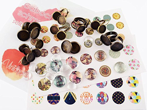 Vintageparts Cabochonset Advanced in antik bronzefarben für Ohrschmuck