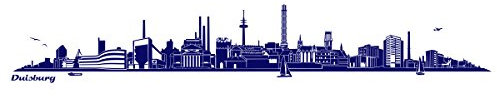 WANDKINGS Wandtattoo - Skyline Duisburg (ohne Fluss) - 185 x 30 cm - Dunkelblau - Wähle aus 6 Größen & 35 Farben