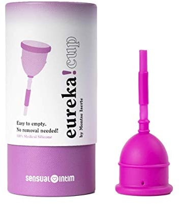 EUREKA! Cup | Coppetta Mestruale | Realizzato con Silicone Medico al 100% | L'unica Coppetta Mestruale Svuotabile Senza Rimuoverla | Riutilizzabile e Facile da Pulire (M/L)