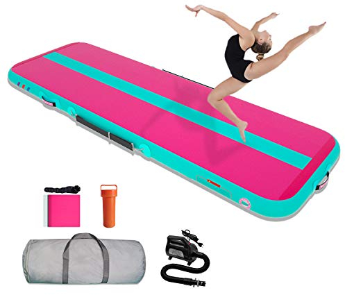 WelandFun Tumbling Matten Aufblasbare Gymnastik 3/4/5/6M Trainingsmatte Kohlefaser Tumble 10/15/20cm Dick Gymnastikmatte Turnmatte Bodenmatte Inflatable Yogamatte Taekwondo Matte with Pumpe