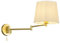 Applique murale LED orientable avec bras articulé en laiton mat, tissu blanc et interrupteur à tirette