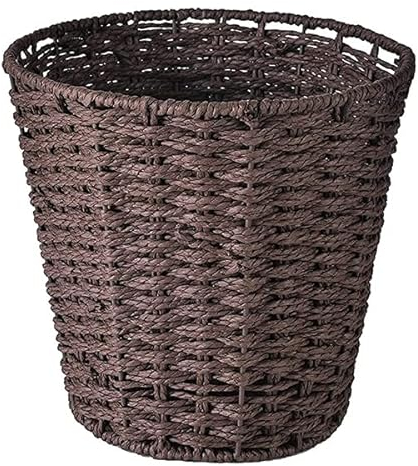 Papelera redonda de estilo cesta de mimbre para dormitorio, baño, oficinas o hogar (marrón)