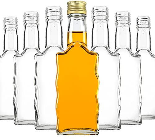 Juego de 50 botellas Fala de 200 ml, botellas de vidrio vacías con forma de ondas, botellas de cristal para rellenar, aspecto elegante y moderno de botellas de cristal