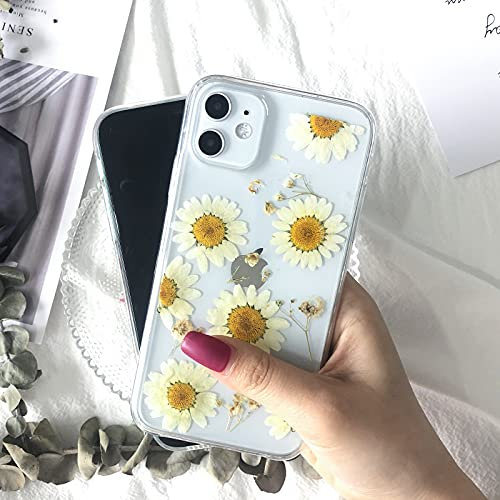 Tybiky Case for iPhone 8 Plus Real Flowers Mobile Phone Case Dried Natural Flower Case Crystal Gel Protective Cover Everlasting Flowers Bumper Cover Shell Protective Case for iPhone 7 Plus, Slanted