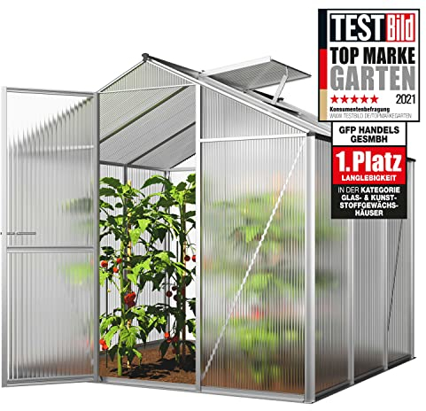 GFP Gewächshaus ECO 3 Alu-Rahmen 192x192 cm 8 mm Doppelstegplatten formstabil & witterungsbeständig Transparent