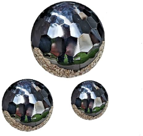Jürgen Bocker Garten-Ambiente Dekokugel Diamond 3er Set aus Edelstahl 15/10/6,3 cm poliert Dekorationskugel Edelstahlkugel