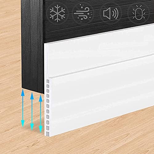 Door Draught Excluder for Huge Gap,3 W x 39 L Adhesive Door Weather Stripping Rubber Bottom Seal Strip Soundproof Under Door Draft Stopper Door Draft Blocker,white