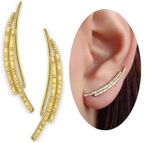 Minimalistische Ohrkletterer Ohrringe aus 925 Sterlingsilber – bequeme Ear-Cuff-Alternative – elegant, hypoallergen und hautfreundlich – handmade by Emmanuela