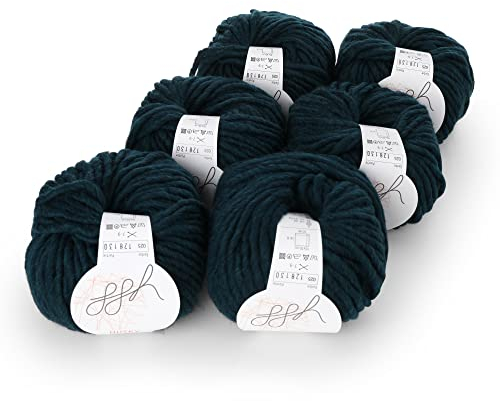 ggh Husky Box - 6 Knäuel - dicke Wolle aus Schurwolle - gegeignet zum Stricken oder Häkeln - Farbe 025 - Tiefes Blaugrün