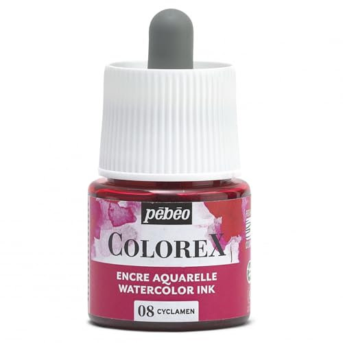Pébéo - Inchiostro Colorex 45 ML Cyclamen - Colorex Inchiostro Acquerello Pébéo - Inchiostro rosa Rendering Velouté - Inchiostro da disegno multiuso per tutti i supporti - 45 ML - Ciclamino
